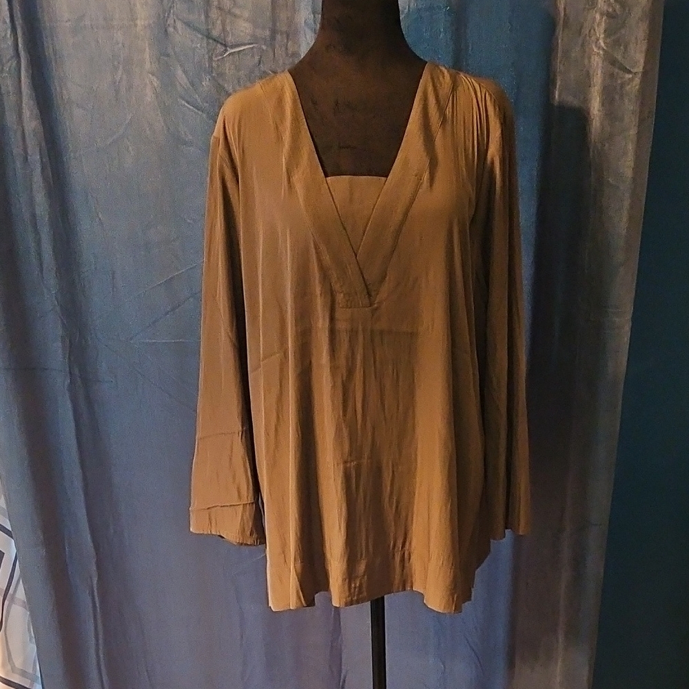 Chicos - Trapunto Stitch V-Neck 3/4 Sleeve - Grape Leaf